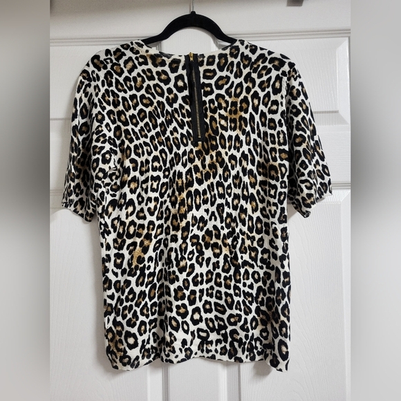 Premise Womens Leopard Print Rayon Women's Top With Back Zipper - Size M - Picture 4 of 5